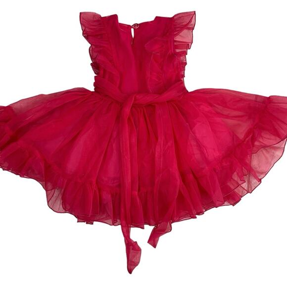 Girls Party Dress Kids Sz 1 (12 Months) Ruffles Formal Diamond Stud Detail NEW - Picture 3 of 7